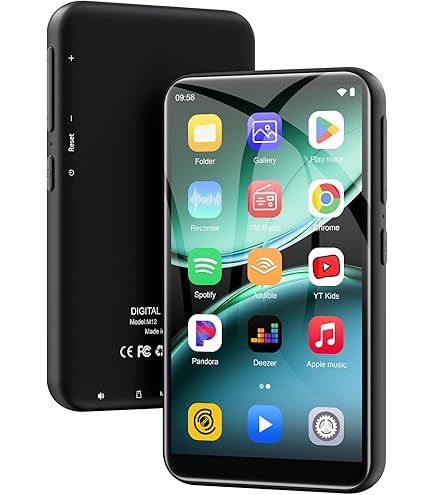 TIMMKOO 80 GB MP3-speler voor kinderen met Bluetooth en wifi, ouderlijk toezicht, vooraf geïnstalleerde Spotify, Spotify Kids, hoorbaar, 4 inch touchscreen MP4-muziekspeler tot 1 TB (donkerzwart