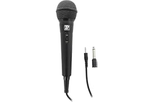 BoomtoneDJ Microphone PC Mini Jack 3.5mm Adaptateur 6.35mm Noir, Interrupteur Marche/Arrêt, 600 Ohms, Dynamique Cardioïde pour Karaoke et Chant sur Ordinateur - Câble 3m