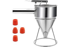 1 200 ml rostfritt stål pannkaksdegdispenser | Multi-kaliber tratt, tårtdispenser med stativ, perfekt för våfflor, kakor, cup