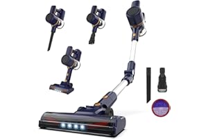 VASTORM Aspirapolvere Senza Fili, Scopa Elettrica Senza Fili 20KPa, 6 in 1 Scopa Elettrica, Autonomia 40Min, Luce LED, Due Filtri a Spugne, Pavimenti Tappeto Peli di Animali Domestici