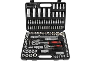 YIFAA 108 pièces Coffret de clés à douille,Coffret de douilles et embouts avec cliquet (108 pièces)