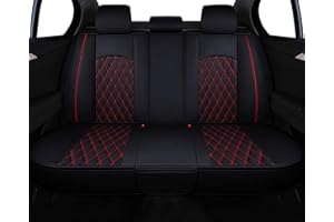 WANGIRL Sitzbezug Auto Rückbank, Autositzbezüge PU Leder Universal Geteilter, Kompatibel mit Den Meisten Limousinen und SUV (Schwarz Rot)