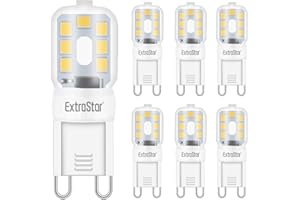 EXTRASTAR Ampoule LED G9, 2,5W équivalent à Une Lampe Halogène 20W, G9 LED Lampe Ampoules Lumière Blanc Chaud 3000K, Non-Dimmable 360 degrés, Lot de 6