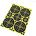 ANCLLO 10 Pack Multi Size 4inch 3inch 2inch Bullseye Reactive Shooting Target - Shots Burst Bright Fluorescent Yellow Upon Impact