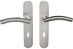 Bricard 666472 Ensemble poignées INOX sur Plaque Tempo Classic Chambre, Porte intérieure à clé