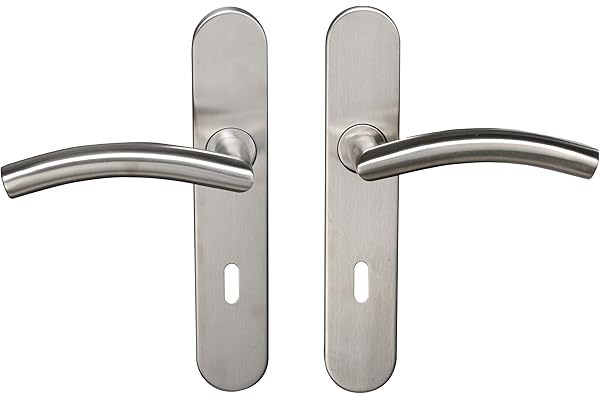 Bricard 666472 Ensemble poignées INOX sur Plaque Tempo Classic Chambre, Porte intérieure à clé