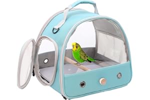 Transporteur Portable Interfashioner® pour Petits Oiseaux, Cage avec Coussin Doux et perchoir en Bois pour perroquets, perruches, cacatoes (Vert)