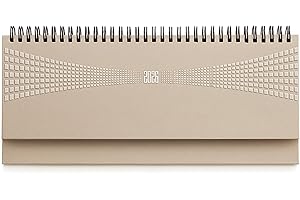 LEIVESTE - Planner Settimanale Scrivania 2026, Agenda Calendario da Tavolo Gennaio-Dicembre, Copertina Rigida, Rilegatura a Spirale, Formato 30x15 cm, Organizzatore Ufficio e Casa (Beige)