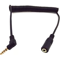 Cavo Audio Stereo 3,5mm 4 Poli TRRS – Angolo Retto 90°, Maschio-Maschio, Ricavato A Spirale 1m Per PC, TV, Auto E Smartphone