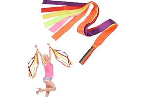 HUIANER 4PCS Dance Ribbons Colorful Streamers Rhythmic Gymnastic Ribbon Wands Rods for Children Dancing Baton Twirling