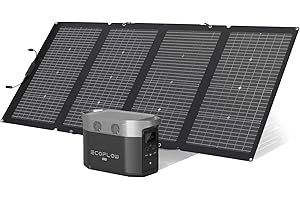 ECOFLOW Delta Max Générateur solaire 1612Wh avec 220W panneau solaire sur balcon, 4 prises CA de 2000W (4600W en crête), générateur portable pour la maison, le camping, les véhicules de loisirs