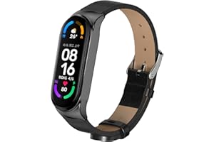 BDIG Cinturino Compatible per Mi Band 5, Xiaomi Miband 6 Cinturini in Vera Pelle Braccialetto di Ricambio Bracciale Originale Extendable Wristband Smart Fit Mi band 3 Band Cinturino MiBand 4