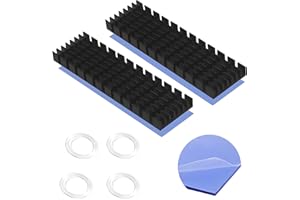 Aluminium Kühlkörper, CTRICALVER M.2 SSD-Kühlkörper mit wärmeleitender Klebefolie gegen thermisches Durchgehen Kühlkörper-CPU-IC-Chip-Leiterplatte, für LED-Verstärker (2 Stück, schwarz)