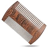 H&S Wooden Beard Comb Anti Static Moustache Pocket Comb Wood Coffee Sandalwood for Men