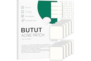 BUTBU 62 duże plastry na pryszcze, 5 rozmiarów, mikroigły, łatki na trądzik, Mighty-Patch Invisible, plastry hydrokoloidowe do twarzy, podbródka, pleców lub ciała (punkt, prostokąt, paski)