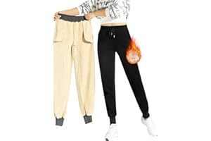 CheChury Pantalon Chandal Mujer Fleece Termico Pantalon Algodon Casual Deportivo Sueltos Largos Moda Pantalon Jogger para Mujer Pantalones Deporte con Bolsillos y Elastica Cintura Alta Ropa de Casa