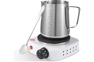 NOPWOK Kit de fabrication de bougies DIY - Pot d'arrosage avec plaque chauffante à la cire, plaque chauffante pour bougie avec cuillère en acier inoxydable