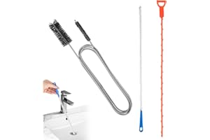 KILDOWS 3 Piezas Desatascador Tuberias, 200cm Cepillo de Limpieza de Tuberías Desatascador Fregadero Cepillo Limpieza Largo Ducha Destapador de Cañerias Herramienta para Desagües Cocina Baño Lavabo