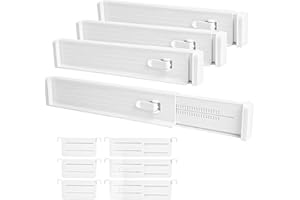 PRZRAO 10 Piezas Separador Cajones Ajustable 33-58 cm Separadores de Cajones Plástico Blanco Separadores Cajones Ajustables para Cómoda Dormitorio Baño