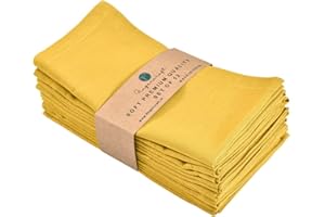 FINGERCRAFT Fimgercraft Cloth Napkins, Cotton Linen Blend Fabric 12 Pack, Premium Quality, Mitered Corners for Every Day Use Napkins are Pre Shrunk and Good Absorbency Gold,