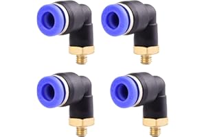 ANGEEK 4 pezzi 6 mm M5 PT Raccordi pneumatici a gomito a 90° con filettatura maschio Raccordi pneumatici a sgancio rapido per tubi flessibili push-in Connessione aria compressa push-in
