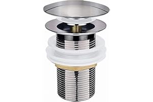 Oladwolf Basin Sink Waste, Modern Pop Up Click Clack, Nickel Plated, Solid Brass, Unslotted Design