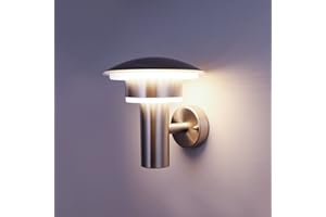 NBHANYUAN Lighting® Outside Lights Mains Powered LED Outdoor Wall Light Silver Stainless Steel Exterior Light IP44 Weatherproof 3000K Warm White for Porch 1000LM