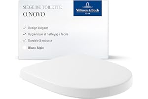 Villeroy & Boch O.novo abattant WC - Abattant toilettes White brillant av. charnières acier inox. - Abattant toil. Duroplast robuste - Lunette toil. forme de D - Couvercle waters - Pièce rech. orig.