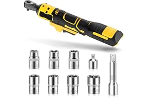 IPALAMILA Cordless Ratchet for Dewalt 18V 20V Batteries, 3/8‘ Electric Ratchet Kit with 7 Sockets, 16cm Cordless Ratchet Kit, 1/4’ Adapter, Tool Only, Batteries Not Included, Cordless Ratchets