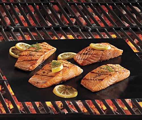 BBQ Grillmatte (5er Set) zum Grillen und Backen, Seacue Grillmatten aus hochwertigem Silikon anti haft für bis 300°C, Perfekt für Backmatte für BBQ – Barbecue – Kohlegrill – holzkohlegrill – Holzkohle – Gasgrill – Elektro Grill and Backofen 40 x 33 cm, suitable LFGB and FDA approval (Schwarz) - 3