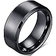 Men's Titanium Steel Ring (US 9, Black)