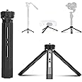 Excefore Metal Mini Tripod, Aluminum Desktop Tabletop Flexible Stand Compact Tripod with Adjustable Length and Non-slip Rubber Pads for Smooth Q/4, Crane Plus/2, Osmo Mobile, Ronin-s, Vimble 2