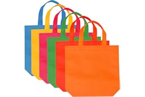 PENGXIAOMEI 24 Pcs Party Bags, Non-Woven Gift Tote With Handles for Treats, Toys, Goodies - Halloween, Christmas, Wedding, Thanks Giving Supplies (6 Colors)