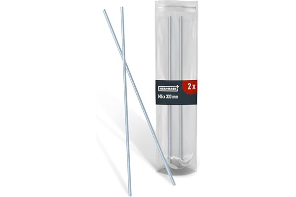 HELPMATE – Tige filetée M6x330 mm en acier galvanisé – 2 pièces – Tige inox filetée avec filetage métrique complet – Tige filetée avec classe de résistance 4.8 – DIN 976