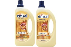 2x emsal Boden-Pflege Parkett 1 Liter mit Bioprotect - Aufquellschutz, Sauberkeit & Seidenglanz