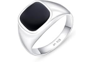 Amberta Anillo Sello para Hombre en Plata de Ley 925 con Onix Negro | Sello Plata Hombre | Anillo Onix Negro | Anillo Hombre Plata