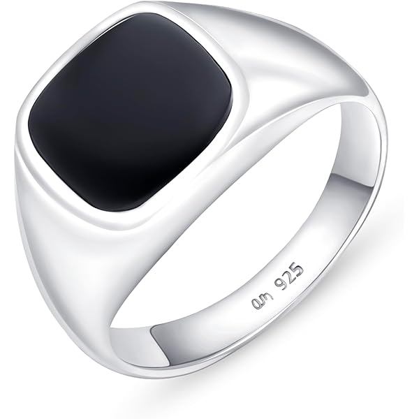 Bague 2620-ON en Onyx noir véritable - Bijoux en Argent rhodié pour Femme
