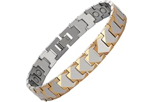 YINOX Super magnetyczna bransoletka męska, magnetyczna złota bransoletka ze stali wolframowej, męska bransoletka ze stali wolframowej, zawiera 22 magnesy neodymowe i pudełko prezentowe (21,5 cm)