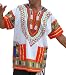 RaanPahMuang Brand Unisex Bright African White Dashiki Cotton Shirt, X-Large, Light Orange
