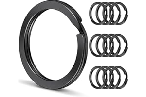 Caianwin 20 Stück Schlüsselringe 25mm Schwarz Keyring Runde Flacher Schlüsselringe Edelstahl Schlüsselanhänger Ring für DIY, Auto Schlüsseln, Kunsthandwerk Ornamente (20)