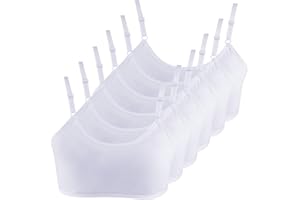 DASHUAIGE 6 Pack Sports Bra for Girls, Cotton Training Crop Bras with Adjustable Strap Seamless Sports Underwear, Teenage Girls Crop Top for 10-16 Years