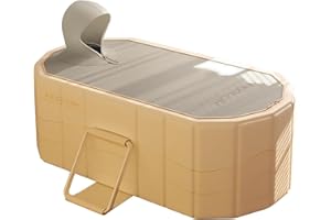 Simcat Hot and Ice Bath Portable Tub for Adults, 120x55cm Foldable Bathtub, Freestanding Foldable Tub with Lid, Hot & Ice Bath with Thickened Insulation Layer (120x55x50 cm)