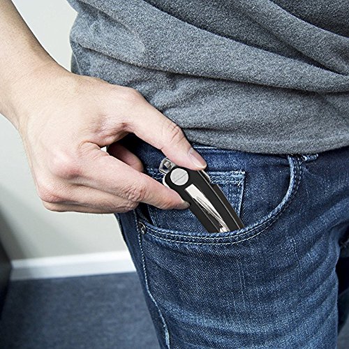 Schlüssel Organizer, Aodoor Aluminium Schlüsselhalter mit Autoschlüsselschlaufe, Schlüsselanhänger Schlüsselmäppchen für bis zu 10 Schlüssel (Schwarz) - 6