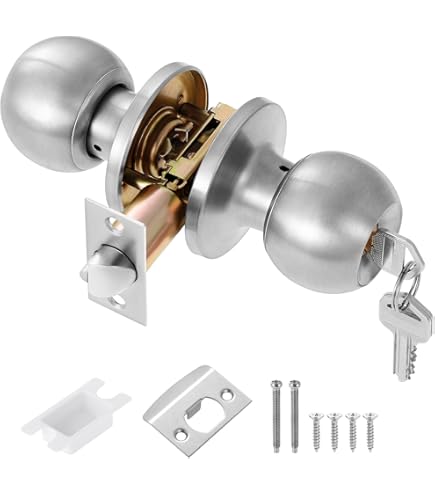 MERONI SERRATURE Deurknopslot, veiligheidsslot met knop, ideaal voor kantoordeuren van hout, metaal, aluminium, glas, met sleutel, Made in Italy (zilver