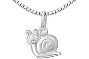 CLEVER SCHMUCK Kinder Halskette mit Anhänger Mini Schnecke 10 mm teilmatt & Kette Venezia 38 cm Sterling Silber 925 im Etui rosa