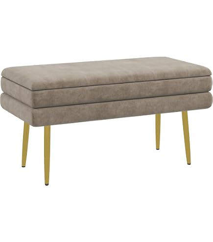 Banquette En Velours Crème Sur Pieds Dorés - Style Glamour Pour Chambre Ou Salon