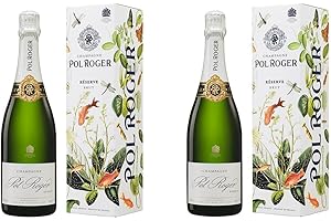TWELVE GREEN BOTTLES Pol Roger Brut Reserve NV Champagne 75cl Gift Boxed 2 x 75cl (Pack of 2) | 12.5% ABV