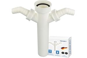 tecuro Tauchrohr für Spülensiphon Ø 40 mm, Anschluss 1 1/2 Zoll, Länge 200 mm, kürzbar,mit 2 Geräteanschlüssen - Kunststoff weiß - 58727