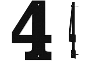 SHOWMTHEM 4 lnch Moderne schwarze Metall-Adress-Hausnummer, langlebig, für den Außenbereich, Garten, Garage, Briefkasten, Dekoration, Buchstabe mit Nagelset, stabile Hausnummer für draußen, visuelles Schild (4)