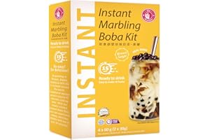 ‎O'S BUBBLE O's Bubble Instant Marbling Boba Tee Kit mit braunem Zucker (4x 60g) | Bubble Tee | Mit Tapiokaperlen und Strohhalm